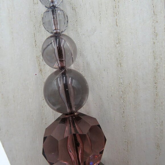 Mark Avon Necklace 32" Purple Gray Faceted Cluster Beads Ribbon Rose Gold Tone - Picture 4 of 7